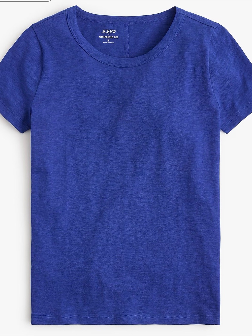 J Crew Girlfriend Crewneck Cotton Short Sleeve Tee Bright Indigo Large - Picture 2 of 7